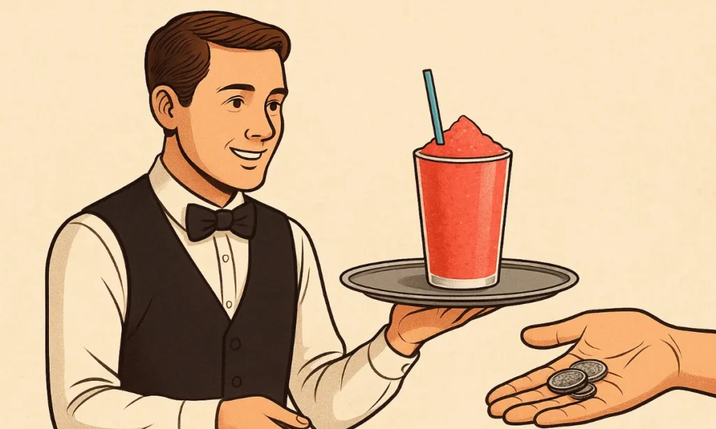 Tjener slushice drikkepenge